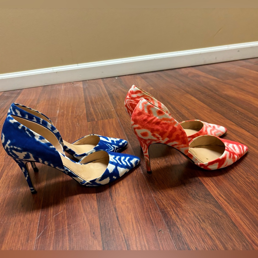 Blue and coral heels